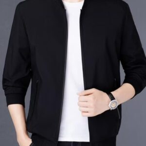 men's plain fleece jacket 1 pc | black collared style