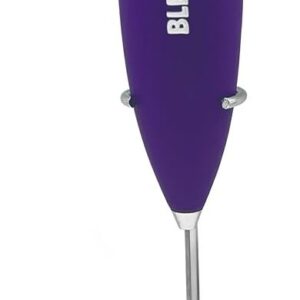 blendwell electric milk frother for matcha and coffee – handheld battery operated drink mixer with stand, stainless steel whisk (purple)