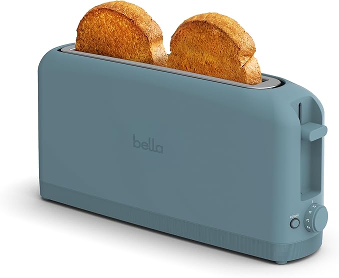 bella 2 slice slim toaster – fits anywhere™ kitchenware with 6 shade settings, reheat & cancel buttons, 10” long slot fits sourdough, anti jam & auto shutoff, 900w, surf bella 2 slice slim toaster – fits anywhere™ kitchenware with 6 shade settings, reheat & cancel buttons, 10” long slot fits sourdough, anti jam & auto shutoff, 900w, surf