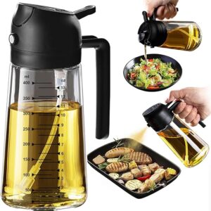 Home trendplain 16oz/470ml glass olive oil sprayer – 2 in 1 olive oil dispenser bottle for cooking, air fryer, salad & bbq, black