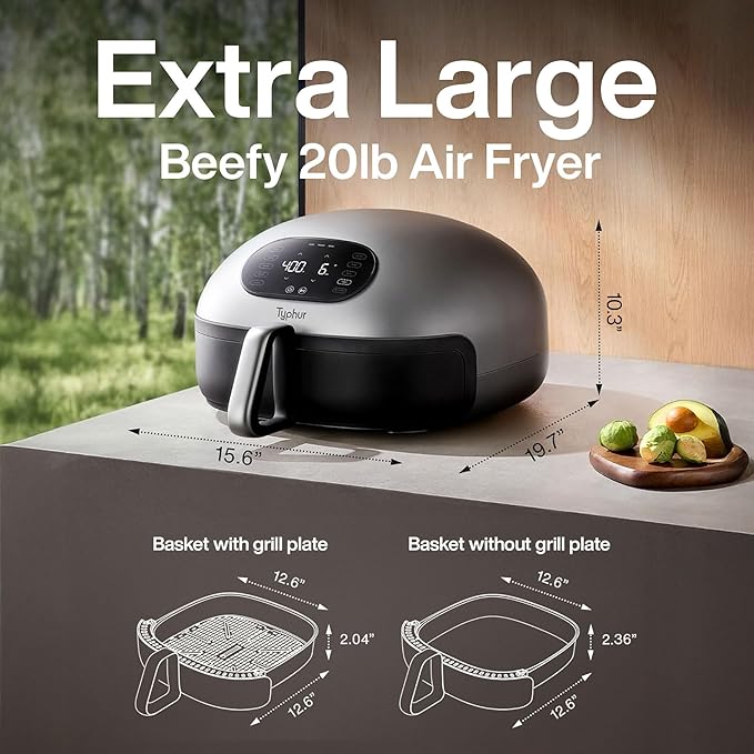 typhur dome 2 ai upgraded air fryer – extra large smart digital fryer with superior airflow, self cleaning pfas free basket, fits 12” pizza or 4 slice toast, quick & easy meals typhur dome 2 ai upgraded air fryer – extra large smart digital fryer with superior airflow, self cleaning pfas free basket, fits 12” pizza or 4 slice toast, quick & easy meals