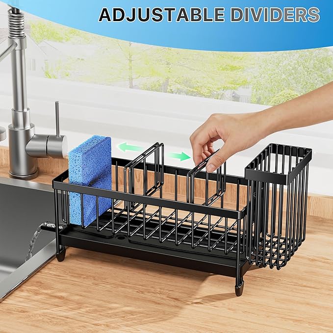cisily sponge holder for kitchen sink – sink caddy organizer with high brush holder, kitchen countertop organizer & storage essential, rustproof 304 stainless steel (black, 9.25″) cisily sponge holder for kitchen sink – sink caddy organizer with high brush holder, kitchen countertop organizer & storage essential, rustproof 304 stainless steel (black, 9.25″)