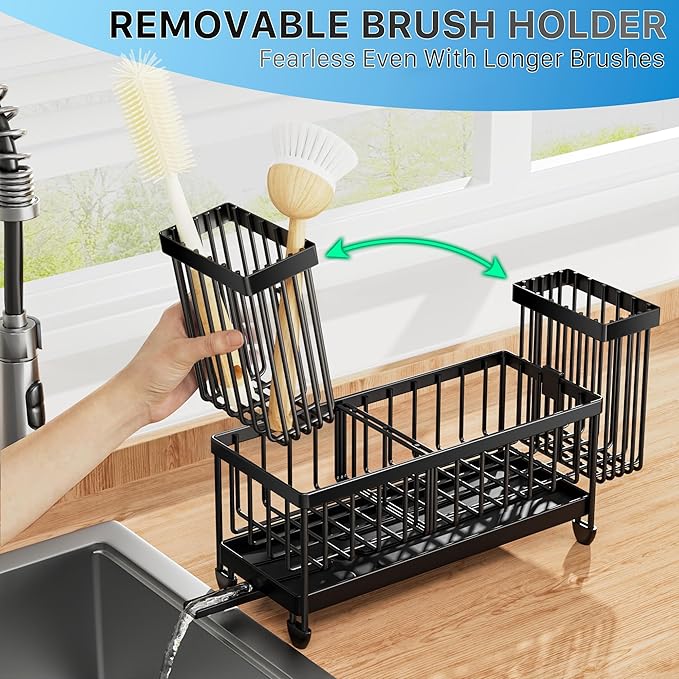 cisily sponge holder for kitchen sink – sink caddy organizer with high brush holder, kitchen countertop organizer & storage essential, rustproof 304 stainless steel (black, 9.25″) cisily sponge holder for kitchen sink – sink caddy organizer with high brush holder, kitchen countertop organizer & storage essential, rustproof 304 stainless steel (black, 9.25″)