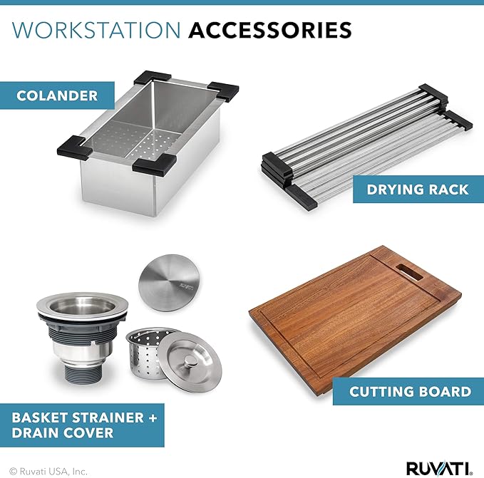 ruvati 33 inch apron front workstation farmhouse kitchen sink – 16 gauge stainless steel single bowl with brushed finish, scratch resistant, model rvh9200 ruvati 33 inch apron front workstation farmhouse kitchen sink – 16 gauge stainless steel single bowl with brushed finish, scratch resistant, model rvh9200