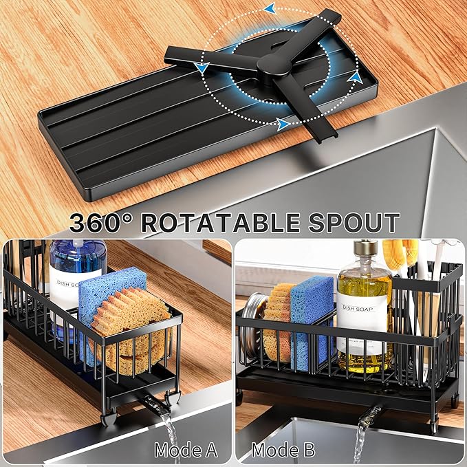 cisily sponge holder for kitchen sink – sink caddy organizer with high brush holder, kitchen countertop organizer & storage essential, rustproof 304 stainless steel (black, 9.25″) cisily sponge holder for kitchen sink – sink caddy organizer with high brush holder, kitchen countertop organizer & storage essential, rustproof 304 stainless steel (black, 9.25″)