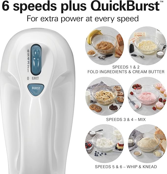 hamilton beach 6 speed electric hand mixer – white hamilton beach 6 speed electric hand mixer – white
