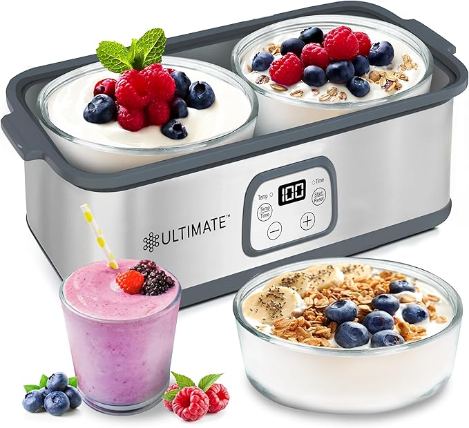 ultimate probiotic yogurt maker – adjustable time & temperature control, make trillions of live probiotics with two 1 quart containers for larger batches, greek yogurt maker with ultimate lifetime warranty ultimate probiotic yogurt maker – adjustable time & temperature control, make trillions of live probiotics with two 1 quart containers for larger batches, greek yogurt maker with ultimate lifetime warranty