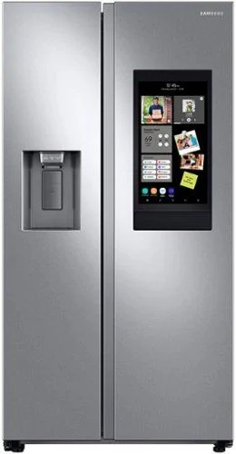samsung 26.7 cu. ft. side by side refrigerator with 21.5" touch screen family hub stainless steel