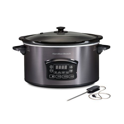 hamilton beach programmable defrost 6 quart slow cooker with temperature probe stainless steel