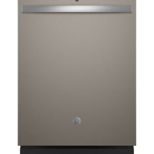 ge top control built in dishwasher w/ sanitize cycle and dry boost, 52 dba fingerprint resistant slate