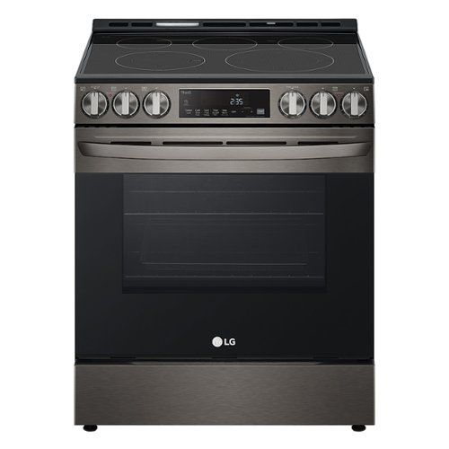 lg 6.3 cu. ft. smart slide in electric true convection range with easyclean and airfry black stainless steel