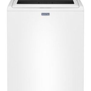 maytag 4.8 cu. ft. top load impeller washer with quick wash cycle and soft close glass lid white