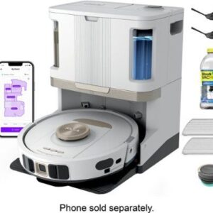 shark stratos 2 in 1 robot vacuum & mop with 25+ hands free features & nevertouch self cleaning base white