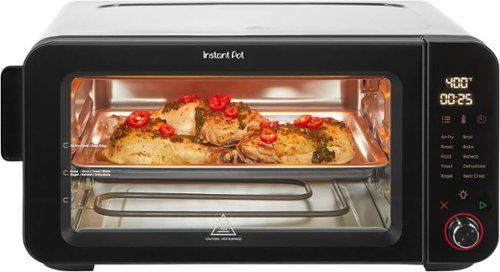 instant pot 6 slice instantheat 10 in 1 air fryer toaster oven, air fry, roast, bake, broil, make pizza, and more black