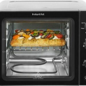 instant pot 4 slice instantheat 7 in 1 air fryer toaster oven, air fry, bake, toast, roast, broil, warm, and make pizza black