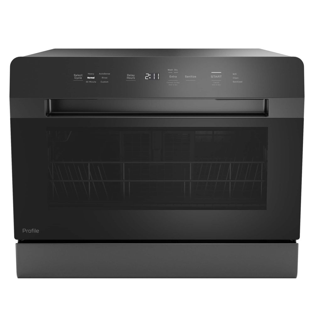 ge profile 21 7/10" smart countertop dishwasher with built in option black ge profile 21 7/10" smart countertop dishwasher with built in option black