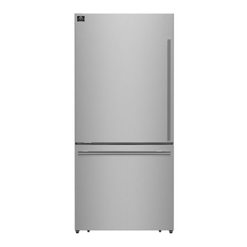 forno appliances milano espresso 17.2 cu. ft. bottom freezer refrigerator with built in ice maker stainless steel
