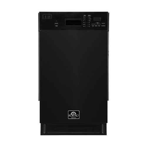 forno appliances polo 18" compact front control built in stainless steel tub dishwasher, 52dba black