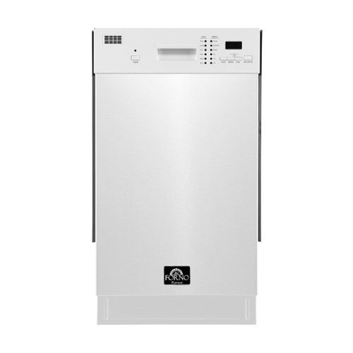 forno appliances polo 18" compact front control built in stainless steel tub dishwasher, 52dba white