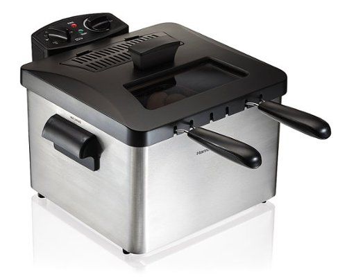 hamilton beach 12 cup professional style deep fryer with 2 baskets silver/black hamilton beach 12 cup professional style deep fryer with 2 baskets silver/black