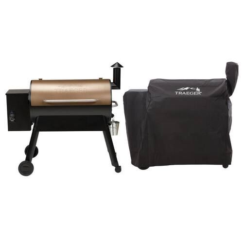 traeger pro 34 pellet grill in bronze with cover