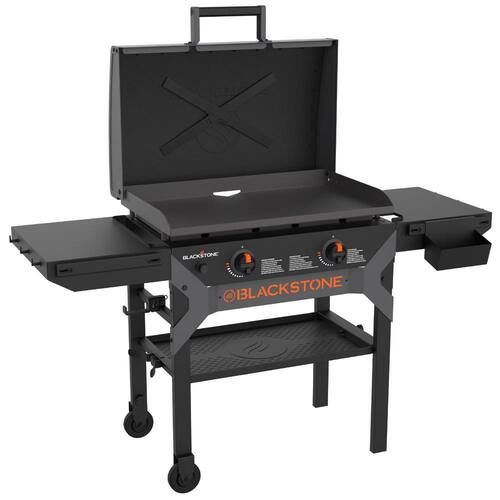 blackstone 2 burner propane outdoor griddle with hood in black